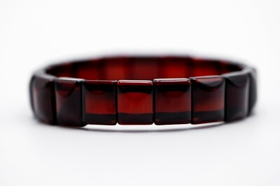 Unique Faceted Amber Bracelet on a Double Cord with Rich Baltic Cherry  Amber