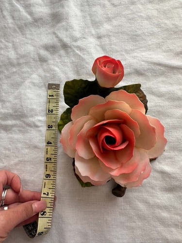 Vintage Capodimonte Italy 2 Pink a Roses-Ceramic Flowers Gorgeous ART WALL HANG - Picture 10 of 12