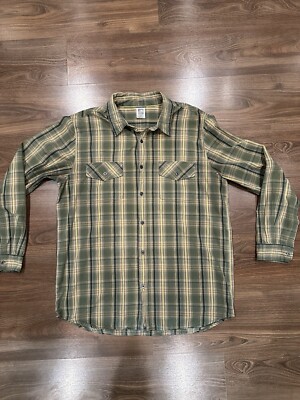 The North Face Green Plaid Button Up 100% Cotton Shirt #61661 Mens XL EUC