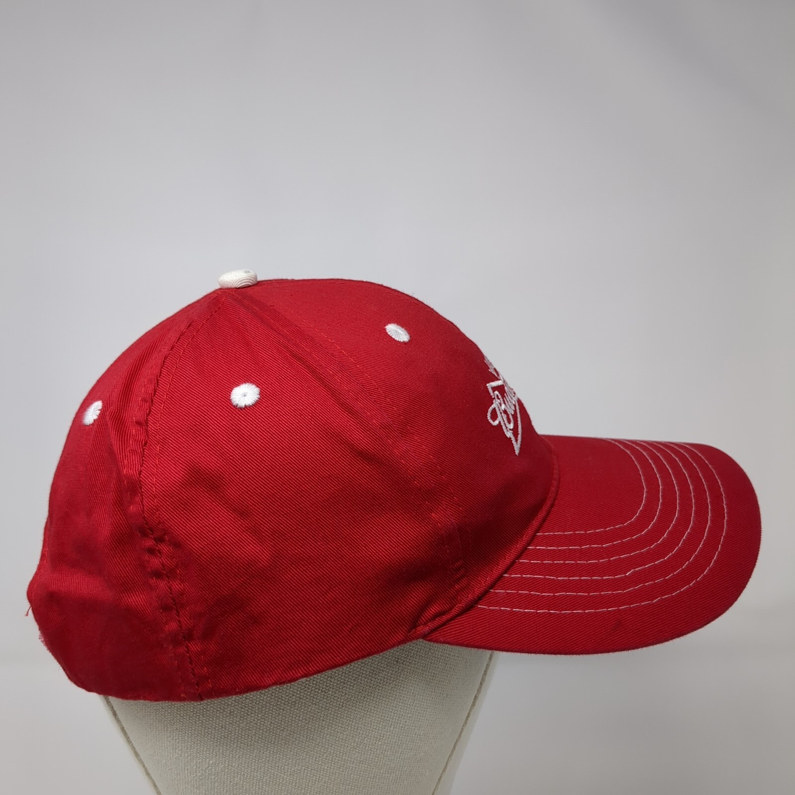 Budweiser Strapback Hat Red OSFA Adjustable Embro… - image 5