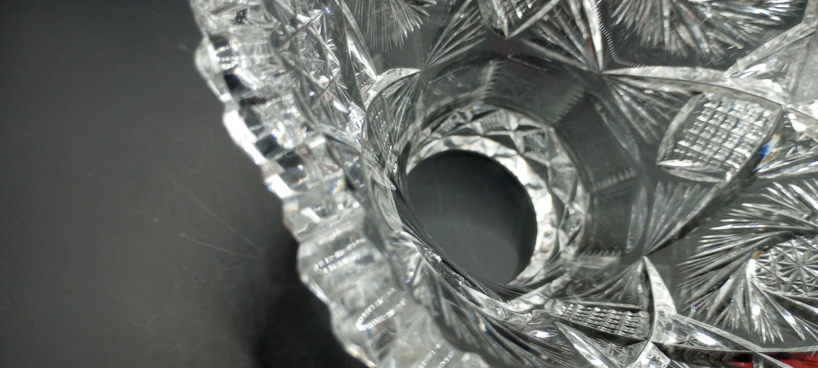 Antique American Brilliant Period Cut Glass Punch Bowl**BASE ONLY** 4-7/8" hi.  