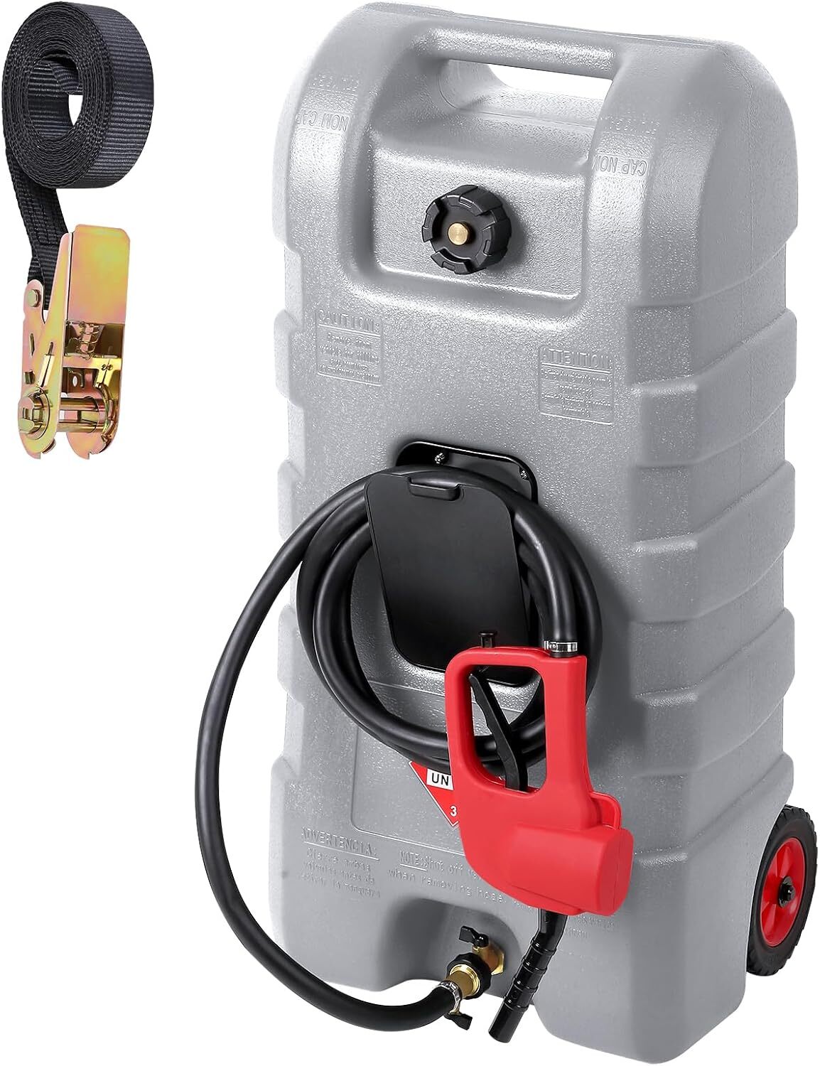 15 Gallon Portable Gas Caddy with Hand Pump & Wheels for Easy Transport