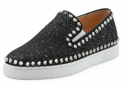 louboutin black glitter shoes