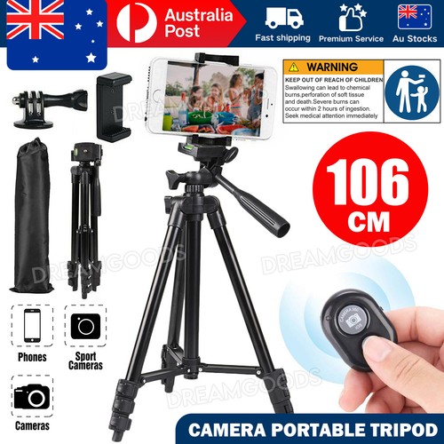Professional Camera Tripod Stand Mount Remote + Phone Holder for iPhone Samsung