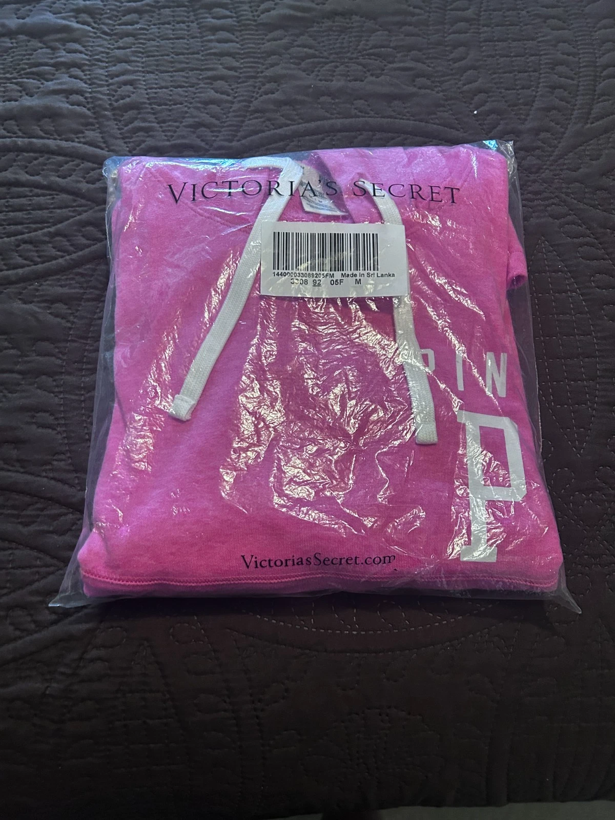 UNDERCOVER Victoria’s Secret ROSA French Terry Varsity tunica felpa con cappuccio copricostume media NUOVO