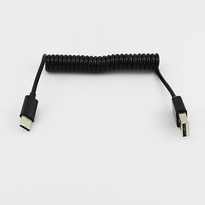 Black 3m Generic 1pc USB 3.1 C Type Male to 2.0 A Male Spiral Coiled Data Sync Adapter Cable Black 3M 