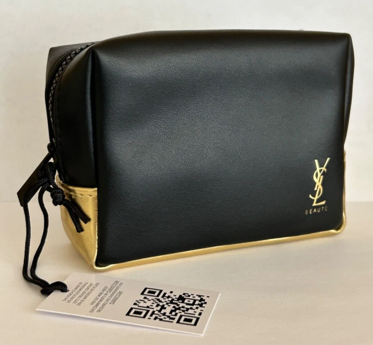 Yves Saint Laurent Beaute YSL black gold Makeup cosmetic Bag Pouch case  clutch!