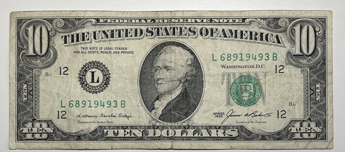 1985 10 Ten Dollar Bill Federal Reserve Note San Francisco Vintage 