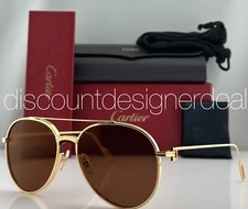 Cartier Aviator Sunglasses Gold Brown Gold Flash Lens 61mm CT0273S 002 NEW