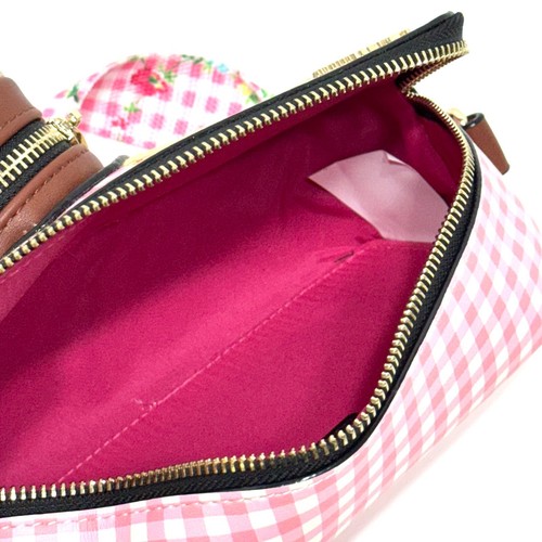 Betsey Johnson Oh Snap Camera Crossbody Purse Pink Gingham Flowers Floral Kitsch - Picture 14 of 17
