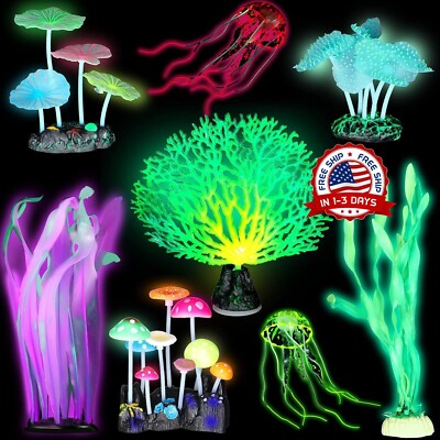 Accesorios Para Peceras, Plantas Verdes, 8 Piezas De Decoraciones Verdes NEW US