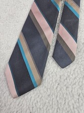 Malouf's Lubbock Mens Silk Tie Striped Hand Sewn Made in USA 55"L x 3.25"W