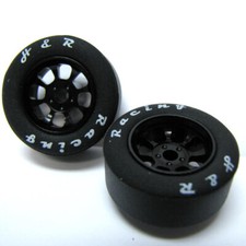 H R Racing HR1110 Nascar Front Blk Narrow Whl w/ Silicone Tire 2 1:24 Slot Car