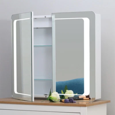 BEAUTIFUL-PLACE Anti-fog LED Illuminated Bathroom Mirror Cabinet IP44 Demister Sensor Bluetooth