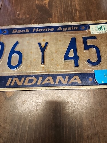 1990 Indiana License Plate #96Y45 Vintage Auto Tag Garage Wall Decor - Picture 3 of 8