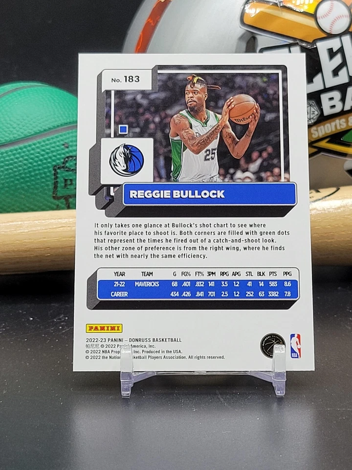 REGGIE BULLOCK 2022-23 Panini Donruss Basketball #183 Mavericks /75 (CH) - Image 2 of 2