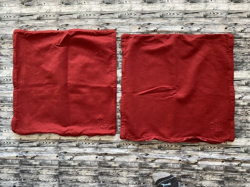 Paar RALPH LAUREN rote robuste Kissenbezüge LRL monogrammiert 22" nur Bezüge - Bild 2 von 10
