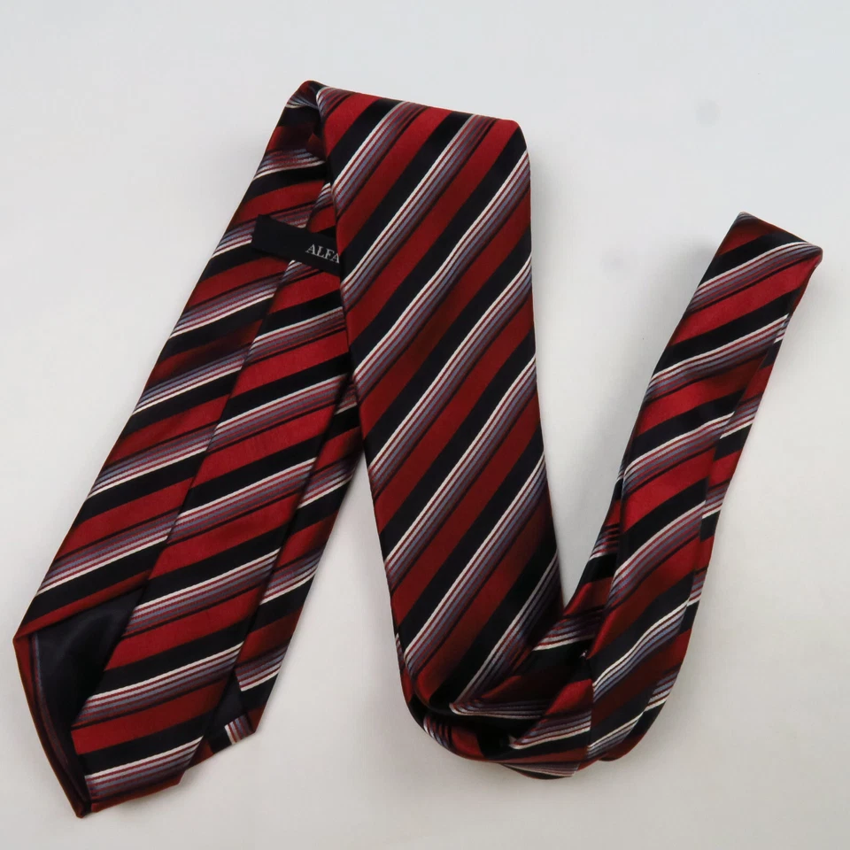 Alfani Red Black Varsity Stripe Mens Neck Tie 60x3.25 Modern Power Bold Sleek - Image 4 of 4