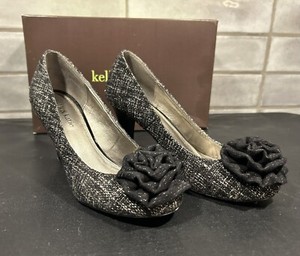 Kelly & Katie “Chantel” Black/White Crosshatch design Heels Shoes Size US 7