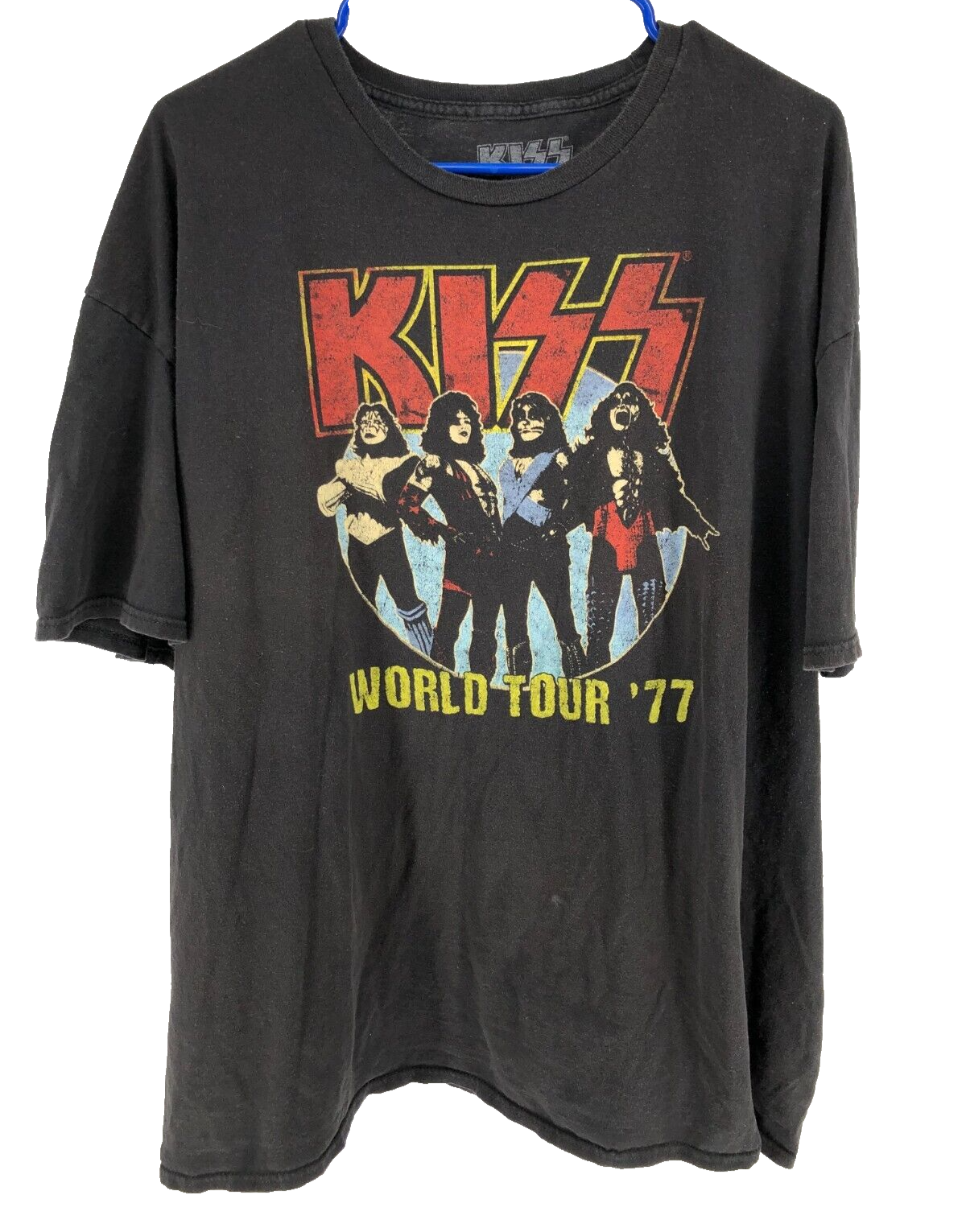 KISS 1977 World Tour Band T-Shirt for Men in 3XL Black