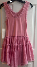 NEW Easel Dress Pink Flowy Lined Ruffle Hem S...