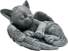 Cat Memorial Stone - Peaceful Sleeping Angel Statue for Garden  Indoor