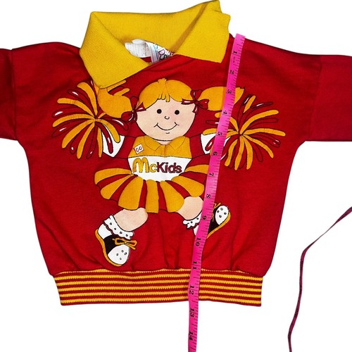 Vintage McKids Mcdonald's 80s collared puffy print cheerleader sweatshirt size 4 - Picture 3 of 7