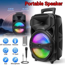 1000W Portable 8'' FM Bluetooth Speaker Subwoofer Heavy Bass System Aux Party