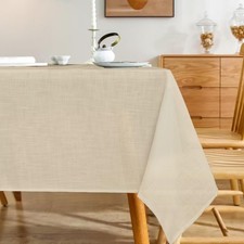 Natural Linen Rectangle Tablecloth, Slubby Textured Fall Lightweight Table Cloth