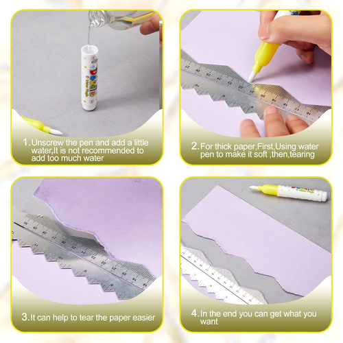 Regla de rasgado de papel metálico de 7 piezas herramienta de corte de papel artesanal de acero inoxidable - Imagen 3 de 12