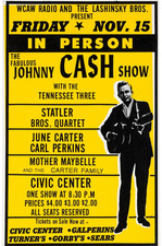 Johnny Cash, June Carter, Carl Perkins 1968 Charleston, WV Concert Poster DIN A1