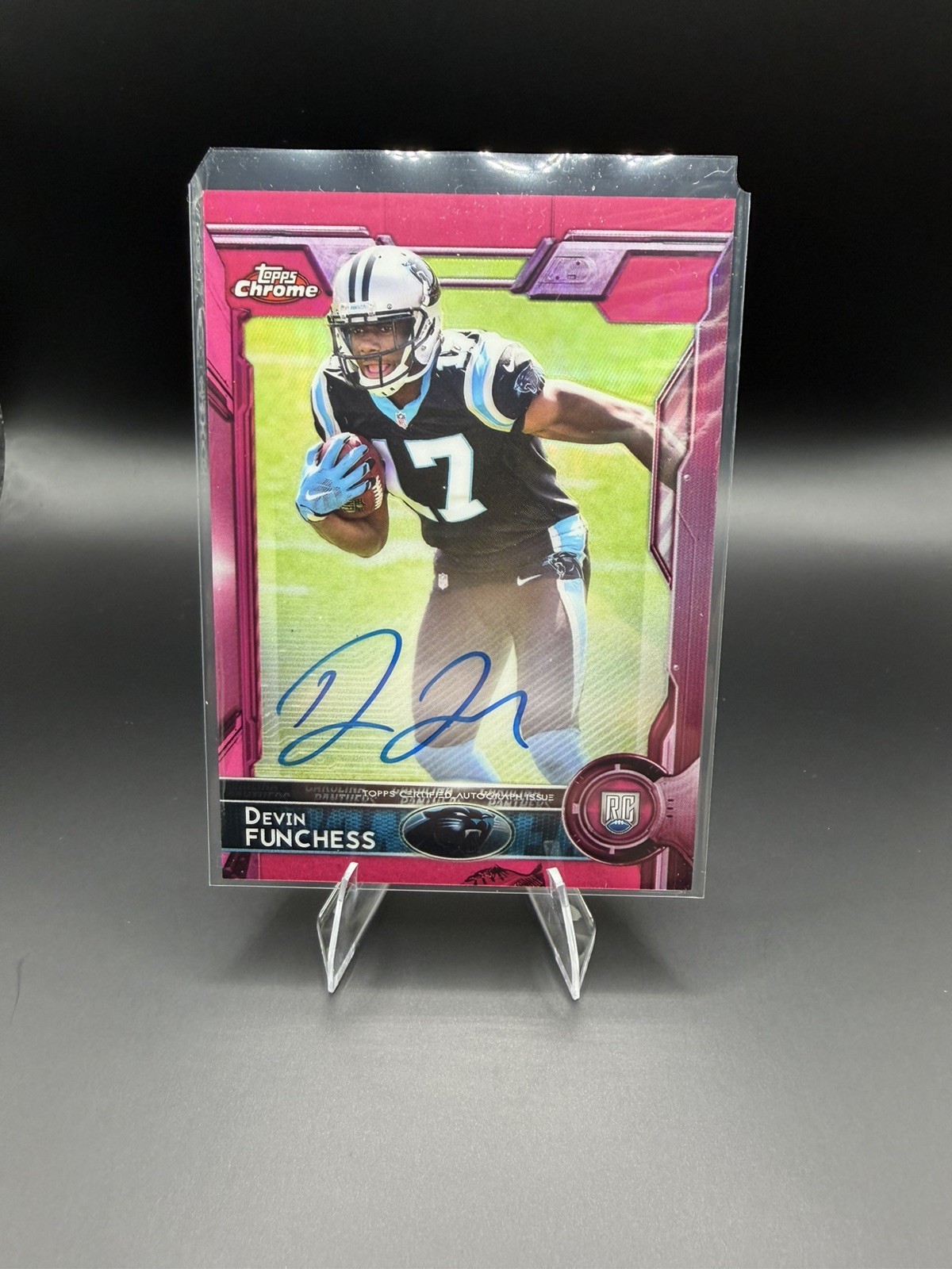 Devin Funchess Topps Chrome #107 Autograph Pink Refractor