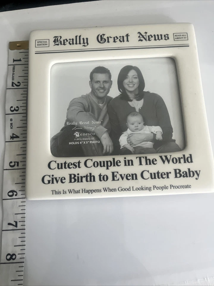 Enesco Lorrie Veasey Really Great News Porcelain Picture/Photo Frame Funny - Image 3 of 4