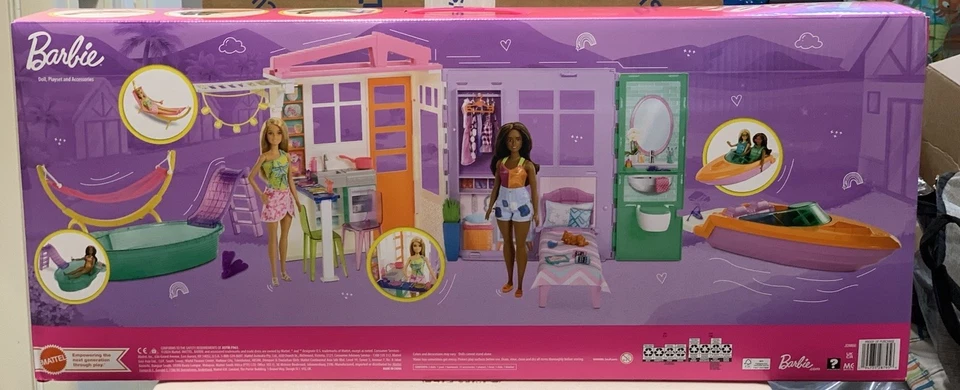 Barbie Casa de Playa Juego Barco y 2 Muñecas Incluidas Más Un Lote De Accesorios Nuevo Foto 2 de 2