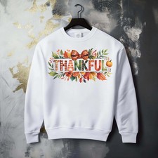 Fall Season Happy Thanksgiving Thankful Fun Whimsical Graphic Cozy Sweatshirt