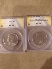 2 KENNEDY HALF DOLLAR 1972-D FS-901 WEAK DESIGNER'S INITIALS AU 58 & 1974 AU 58
