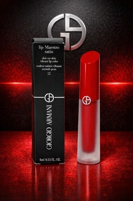 Giorgio Armani Lip Maestro Satin 12 Secret Date Scarlet Red Liquid Lip