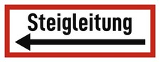 Steigleitung - Hinweisschild auf Brandschutzeinrichtung und Einsatzhinweise -...