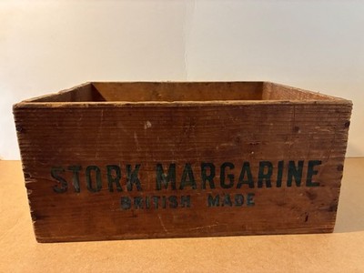 Vintage Storch Margarine Holzkiste Kiste ORIGINAL Aufbewahrung Kitchenalia V.D.B&J