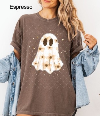 Floral Ghost Halloween Shirt Cute Ghost Fall Autumn Graphic Tee Spooky Season