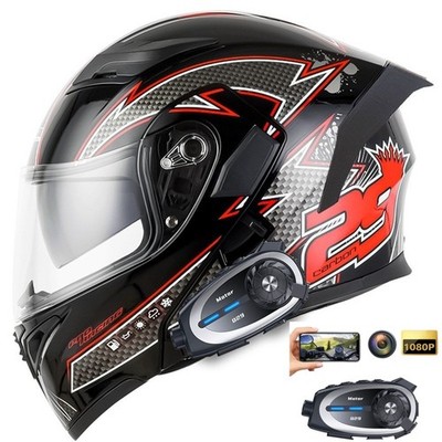 Bluetooth Motorcycle Helmet Headset Intercom With Camera Dot Approved
