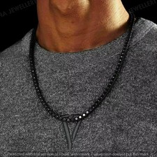 2MM Simulated Black Diamond Men's Round Tennis 18in Necklace 925 Sterling Silver