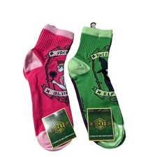NEW! 4 Pairs Wicked Mid-Crew Socks 4-10 Elphaba Green&Purple, Glinda Cream&Pink.