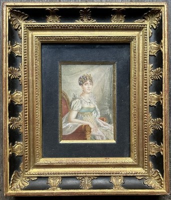 Peinture Miniature Portrait Impératrice Elisabeth D'Autriche - Huile Sur Toile, Main, œuvre D'art