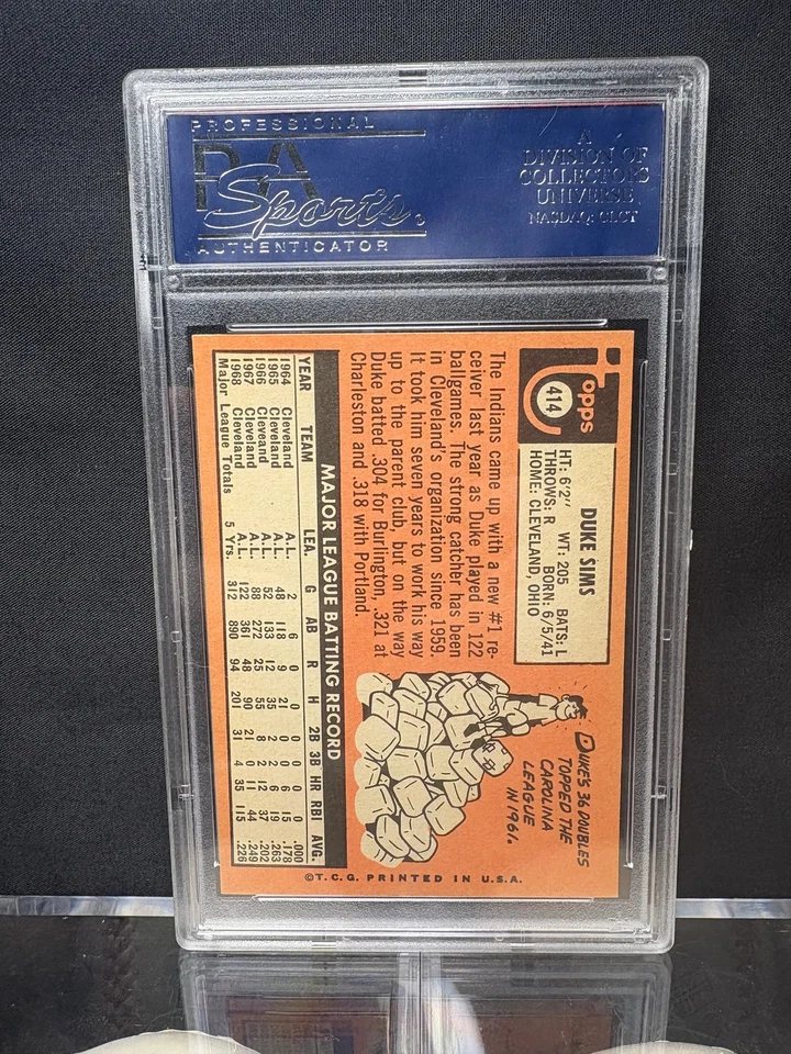 1969 Topps Duke Sims #414 PSA 9 - Image 2 of 2