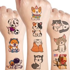 Temporary Tattoo for kids - 102 Styles Cartoon Animals Temporary Cat and Dog
