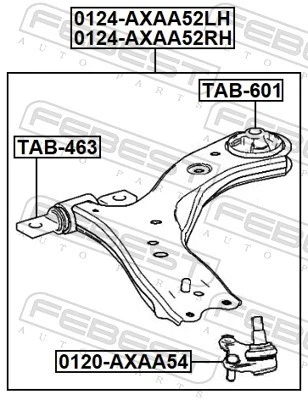 CONTROLTRAILING ARM WHEEL SUSPENSION 0124-AXAA52RH FOR TOYOTA RAV/VAN 2.0L 4cyl - Image 3 of 4