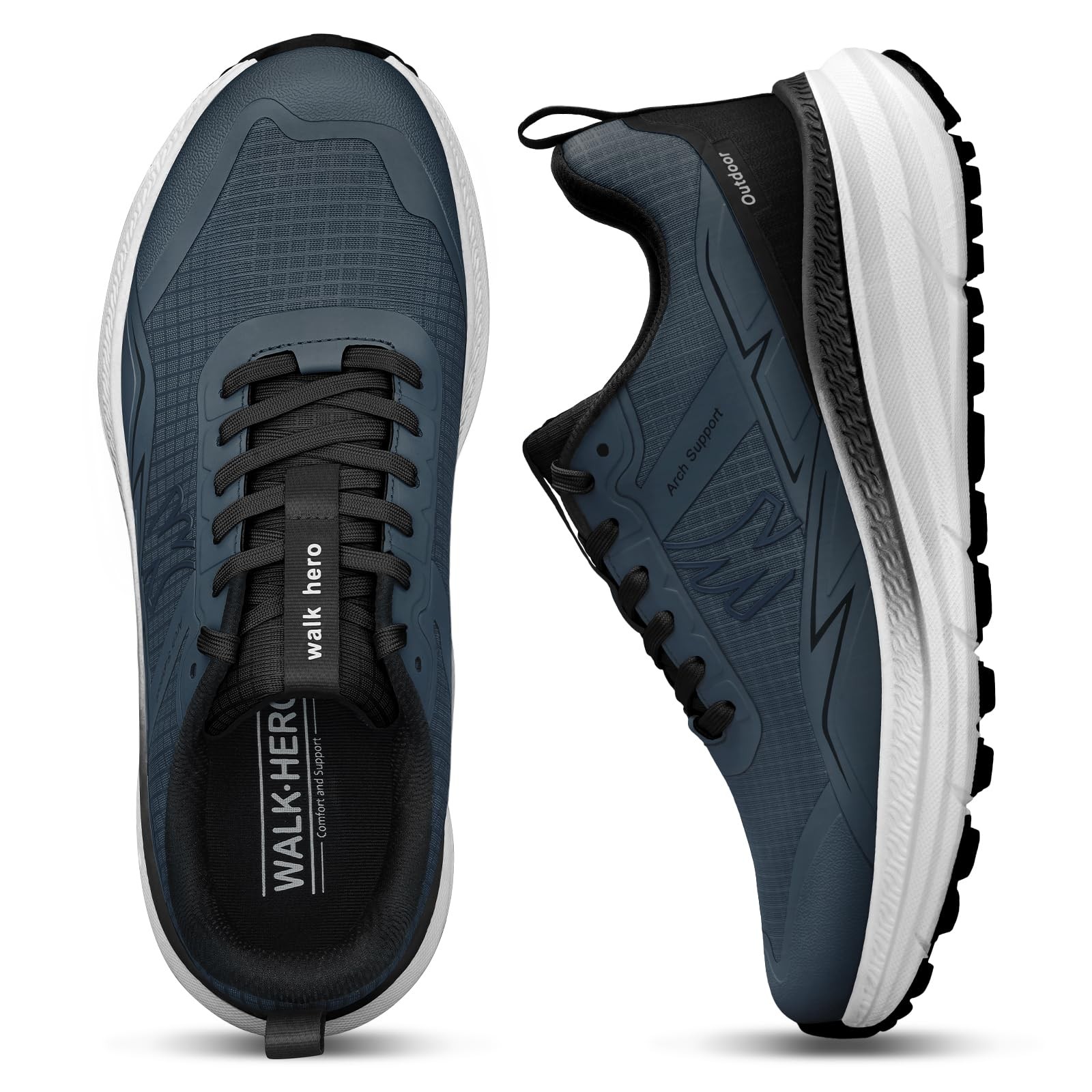 Mens Walking Shoes for Plantar Fasciitis, Walkhero Hiking Shoes with Arch Sup...-image
