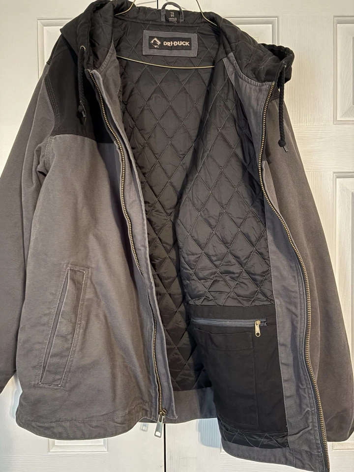 DRI-DUCK XL BLACK AND GRAY QUILTED LINER CANVAS HEAVY DUTY WESTERN JACKET NWOT - Image 4 of 4