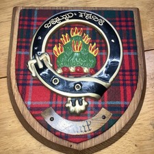 Vintage Old Scottish Clan Grant Tartan Plaque Crest Shield BX3
